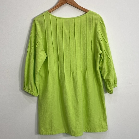 Soft Surroundings Cotton Blouse Pintuck Women's Small Green - Picture 5 of 10